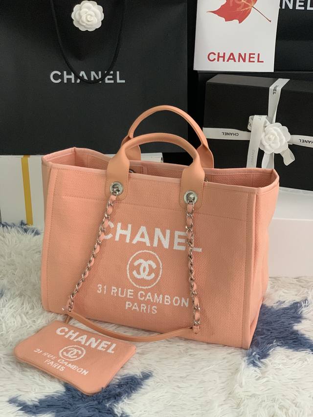 法国 高端定制品 Chanel As66941# Chanel 2022新色母子沙滩牛仔帆布包 经典旅游购物袋系列 原版牛皮手柄 妈咪包简易的搭扣设计 任何细节