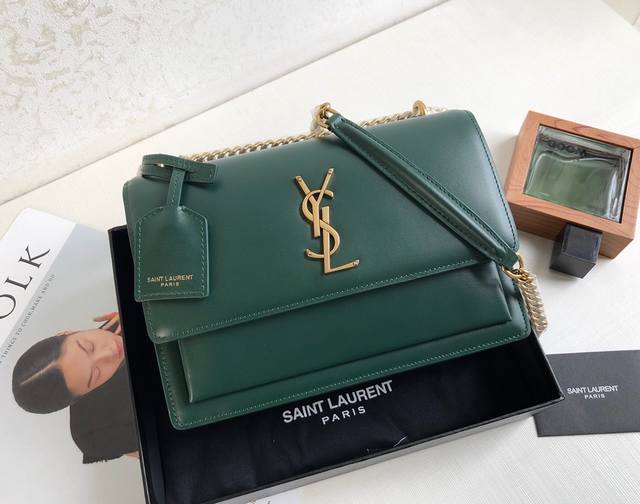 手搓纹 Y家 经典爆款 Saint Laurent 链条风琴包 442906 明星同款走秀款 顶级进口原单牛皮手搓纹高级定制正品对版真空电镀五金 皮质 金属等做