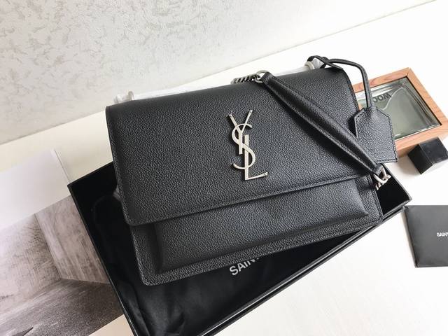 颗粒纹 Y家 经典爆款 Saint Laurent 链条风琴包 442906 明星同款走秀款 顶级进口原单牛皮颗粒纹高级定制正品对版真空电镀五金 皮质 金属等做