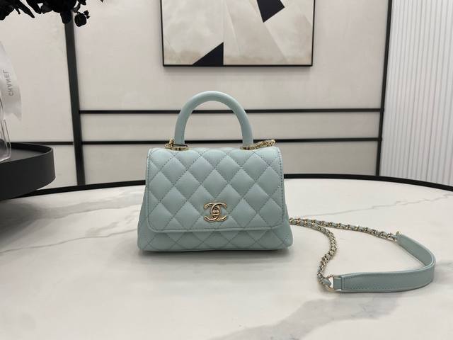 特价 Ddd As2215车边里皮 Chanel 2021新款 14K淡金色车边里皮 这一季的cocohandle内里全皮 芯片五金 进口小颗球纹牛皮手提口盖包