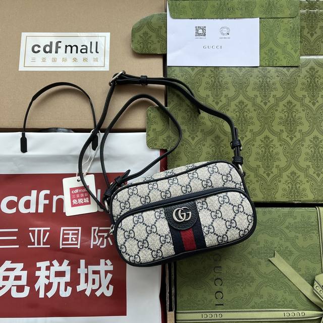 双十一特价 原厂皮配 Cdfmall三亚免税店手提袋 米色和乌木色gg Supreme帆布焕新演绎ophidia系列迷你手袋 彰显品牌隽永搭配 红绿条纹织带和双