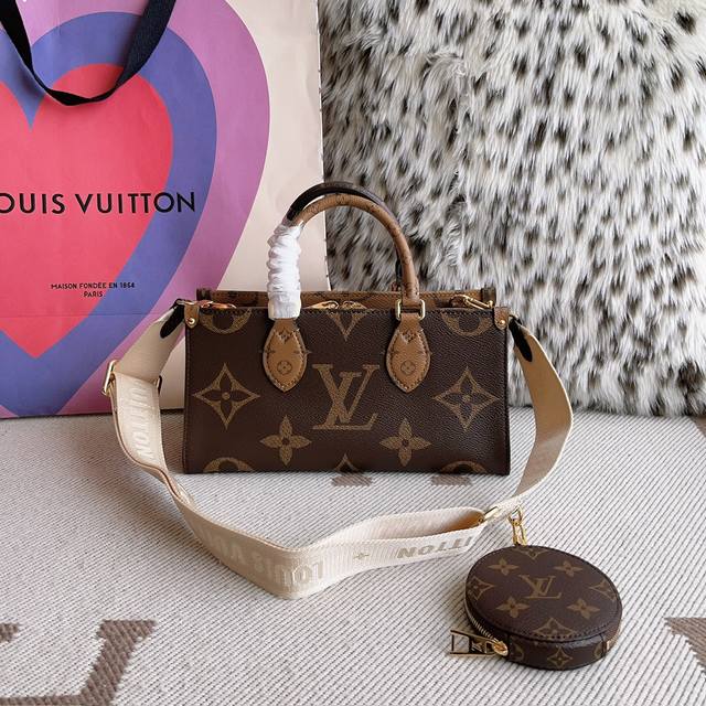 免税 Ddd Lv路易威登 Louis Vuitton 客订 Ddd 23年新款官网专柜版 Ddd Lv路易威登 经典老花横板onthego托特包单肩斜跨手提包