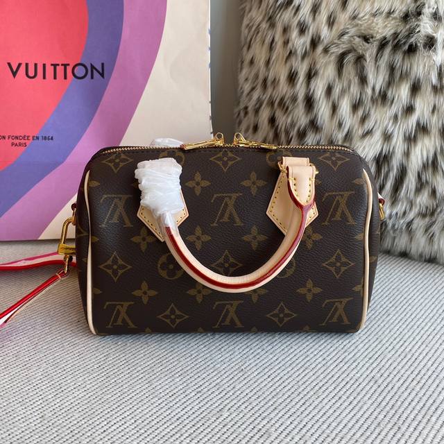 免税 Ddd Lv路易威登 Louis Vuitton Ddd 23年新款官网专柜版 Ddd Lv路易威登21新款speedy20 老花宽肩带枕头包斜挎单肩手提