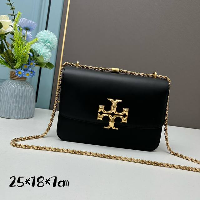 托里伯奇 编号219Tory Burch 汤丽柏琦 Eleanor纳帕牛皮风琴包 搭配两用肩 一个拉链口袋 一个内部插袋 尺寸:25X18X7Cm Ddd