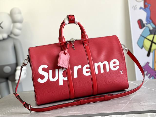 调价 P海外原单 Supreme Keepall旅行袋45Cm M53419超火爆 让你们久等的louis Vuitton Supreme 旅行袋 一线国际大牌