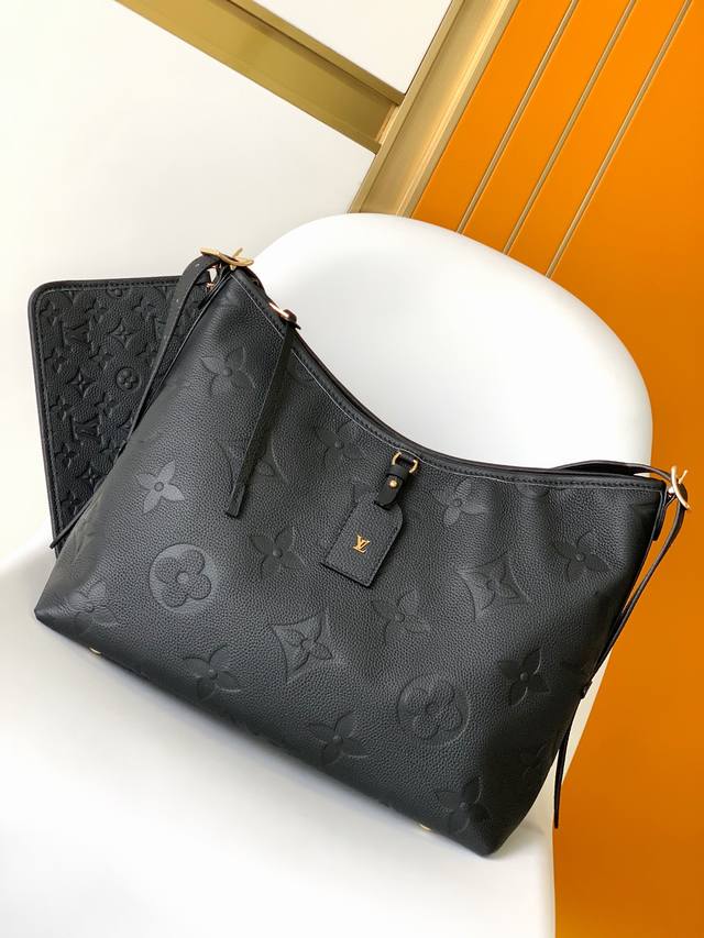 M46289黑色 M46292杏色顶级原单 本款 Carryall 中号手袋取材 Monogram Empreinte 压纹皮革 以柔软质地贴合身形 考究内层设