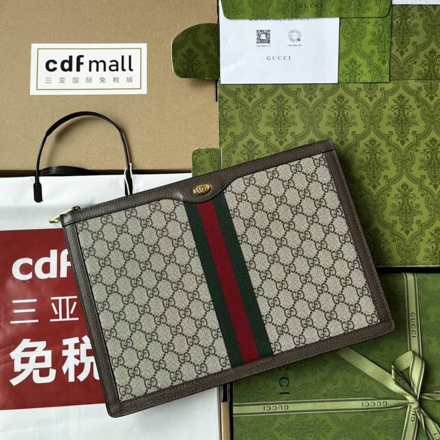 原厂皮配 Cdfmall三亚免税店手提袋 欧洲正品原单ophidia系列高级帆布手拿包于1970年代开始使用标志性标识由始于早期标志性钻石菱格纹演化而来这款手拿