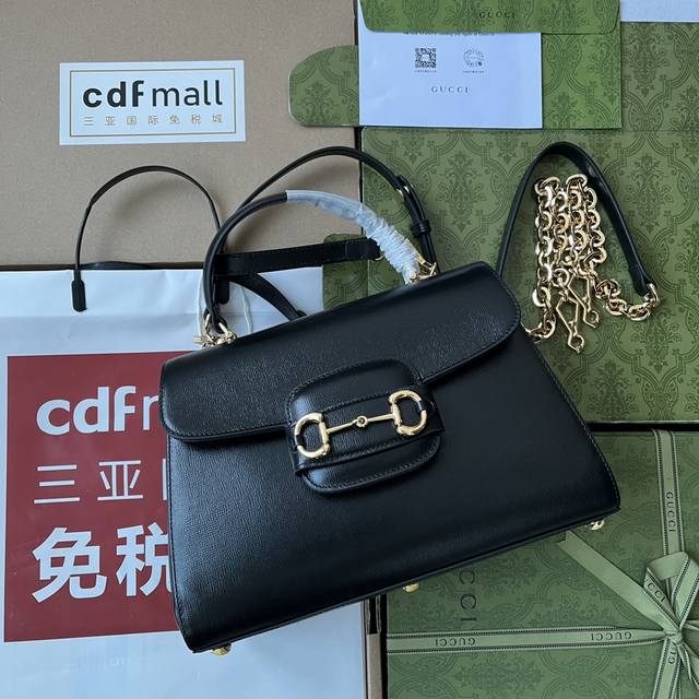 原厂皮配 Cdfmall三亚免税店手提袋 Gucci Horsebit 1955系列中号手袋 款号702049 Gucci Horsebit 1955系列采用米