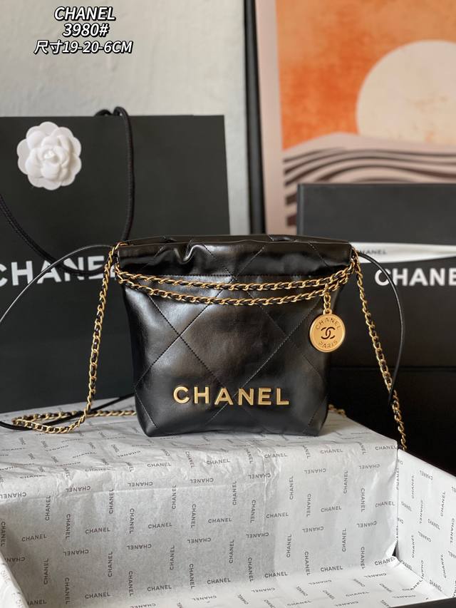 小原单 配盒 顶级原版品质chanel 23S Mini垃圾袋 2023春夏系列经典黑金风 小小垃圾袋又酷又飒 时尚圈的领头军 22Bag已经成为托特包中的顶流