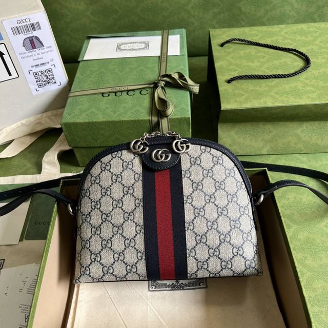 配全套原厂绿色包装 Gucci Meo Vintage斜挎包 迷你包在无边序曲系列中脱颖而出 在复古格调中注入现代设计精髓 迷你手袋装饰椭圆形皮革标签 搭配品牌