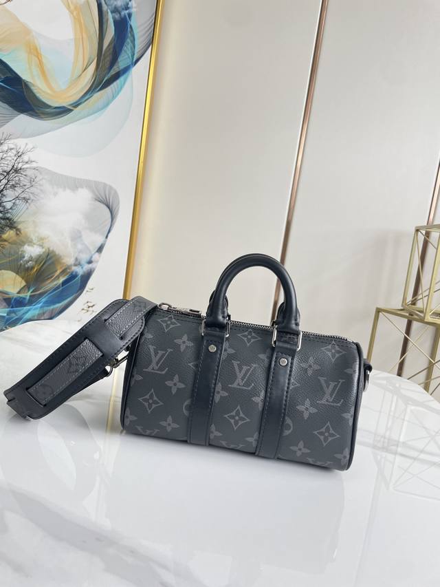 正品级 M45947 21 12 9 Keepall Xs 黑花枕头包