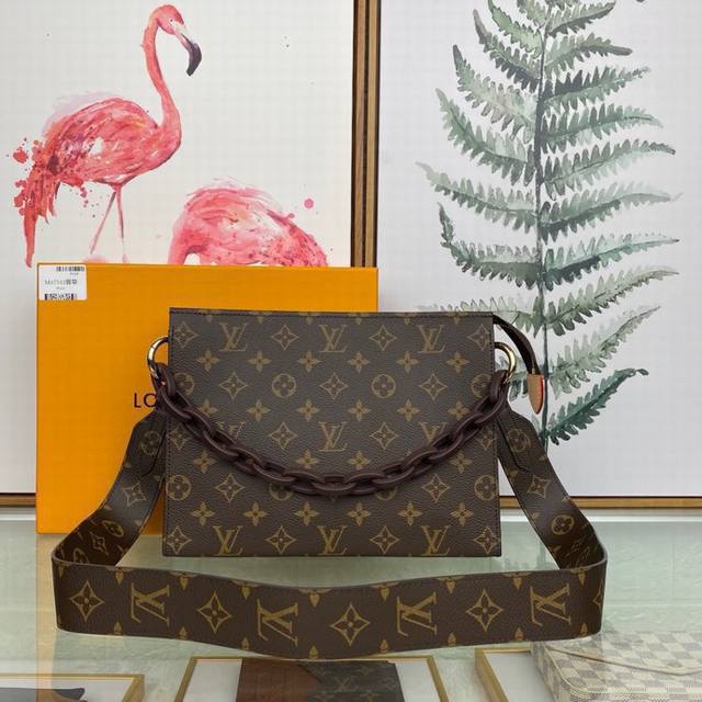 Louis Vuitton 顶级原单 独家背景 M47545 老花 尺寸:26.0 X 20.0 X 5.0 Cm Monogram花朵图案 炫彩双面双色搭配