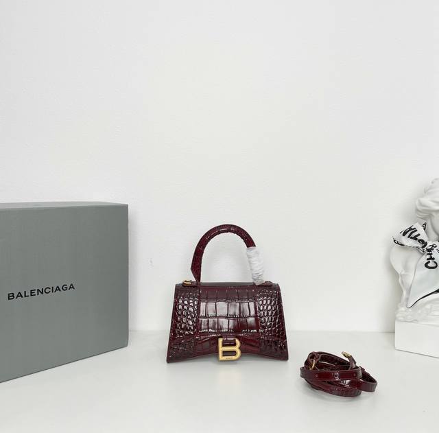 巴黎世家 Balenciaga Hourglass 沙漏包 酷雅鳄鱼压纹释放华贵气质 演绎不羁格调 顶级品质 现货实拍 进口原单小牛皮压纹鳄鱼 里外全皮 顶级品