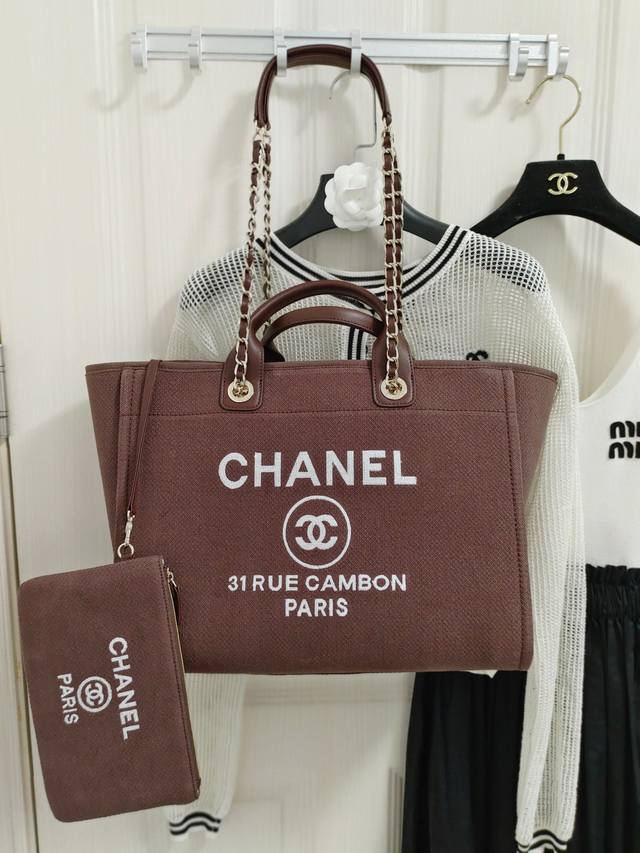 Chanel 23A 沙滩包秋冬新色 酒红色 复古耐看！大小号出货 38Cm 32Cm