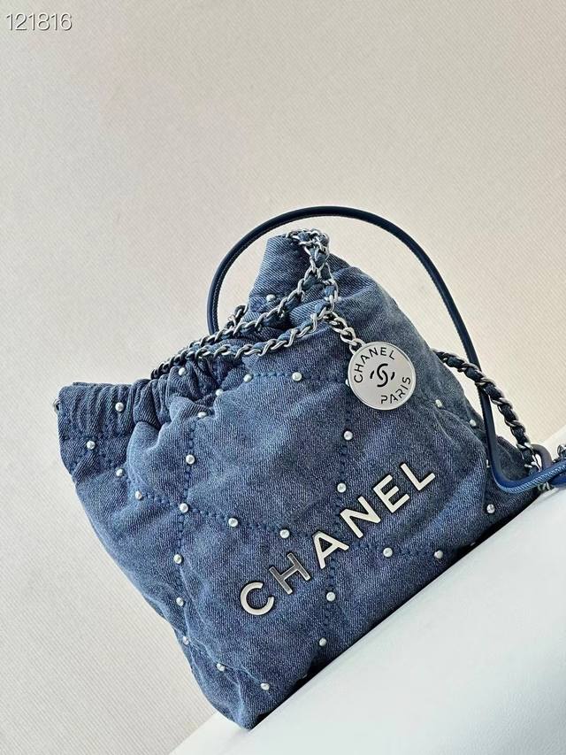 3980迷你號chanel 24S 春夏新款牛仔22Mini灰蓝 新款牛仔22Minibag灰蓝！重磅来袭