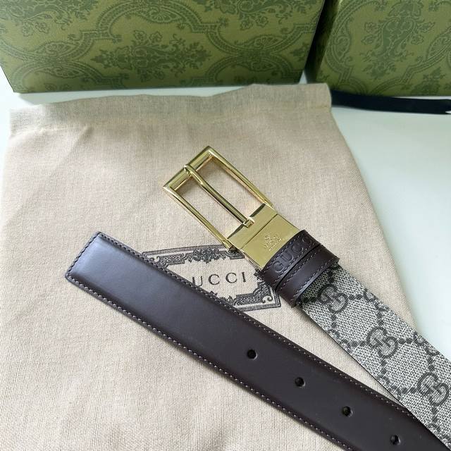 Gucci 新品原单精品，搭配可旋转精品针扣 双面可用 可裁剪 带宽3.0Cm