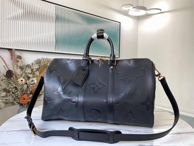 批 新品系列顶级原单 M45532 本款 Keepall Bandoulière 45 旅行袋为柔软 Monogram Empreinte Giant 皮革搭配