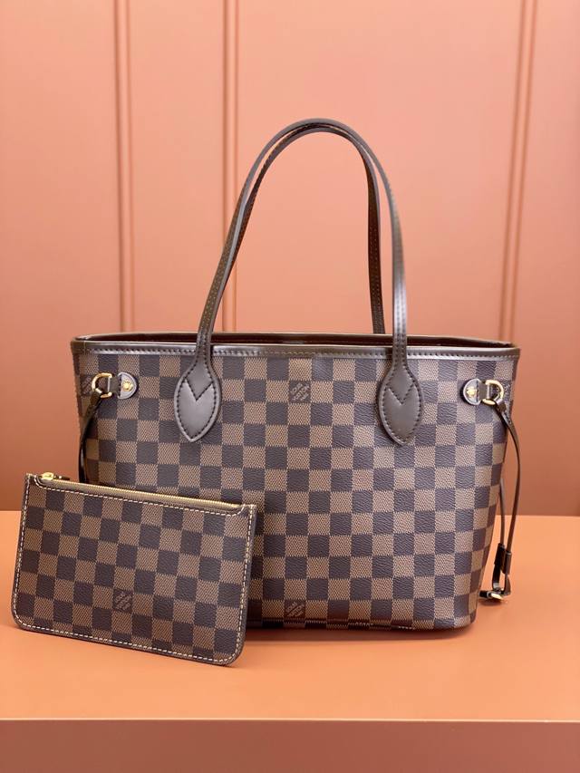 出厂价 特级MB芯片版原厂皮 NEVERFULL 迷你手袋 型号：N41359咖啡格 材料：A级全钢五金，进口原厂面料 包装：全套原厂免税MB包装 尺寸：29x