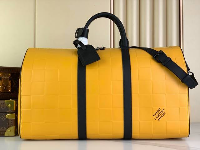 顶级原单独家实拍 keepall bandoulière 50cm旅行袋 m25019 黄色 格子压花 创意总监pharrell williams用他的dami