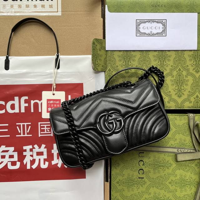 原厂皮配 Cdfmall三亚免税店手提袋 GG marmont最新专柜版本 Gucci这个包真的是 你不试根本不知道它有多百搭..永远是我推荐指数最高的一个..