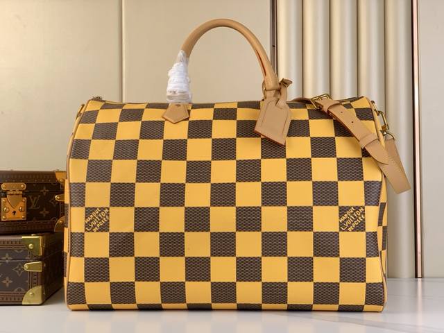 顶级原单复刻独家实拍 Speedy 50 Bandoulière Damier Pop 手袋 N40578黄色 格子 创意总监 Pharrell William