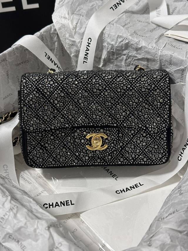 Chanel 24B 超闪黑银钻车格cf 20Cm中古极美品 Bling Bling 黑银钻值得收藏