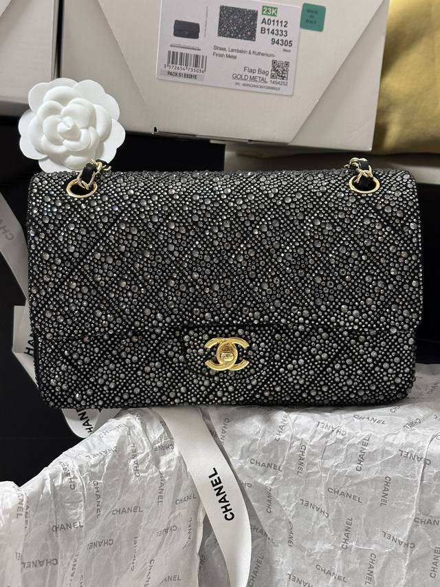 Chanel 24B 超闪黑银钻车格cf 25Cm中古极美品 Bling Bling 黑银钻值得收藏