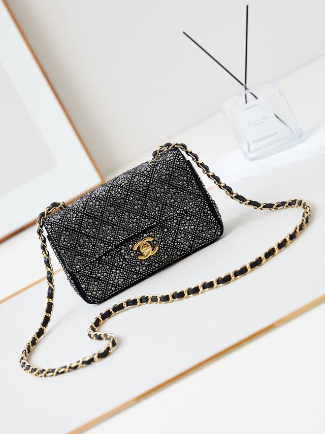 Chanel 24B 超闪黑银钻车格cf 20Cm中古极美品 Bling Bling 黑银钻值得收藏