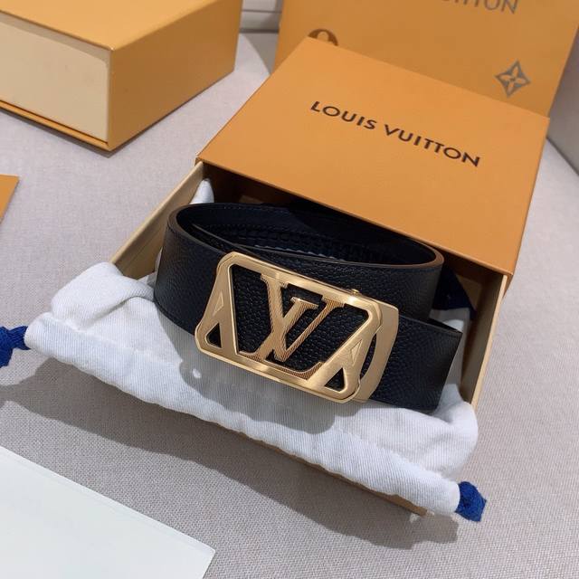 Louis Vuitton、独家lv腰带 316纯钢自动扣系列 钢五金 原厂皮料精致手工绘边 柔软舒适 宽3.5Cm