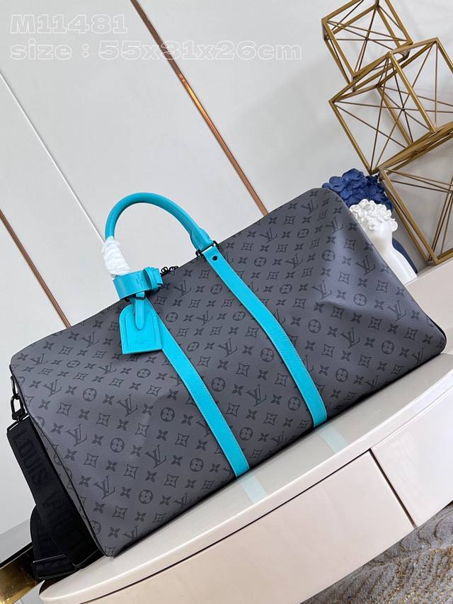 顶级原单 独家实拍 M11481灰花 55Cm 本款 Keepall Bandoulière 45 旅行袋取材 Monogram Eclipse Reverse