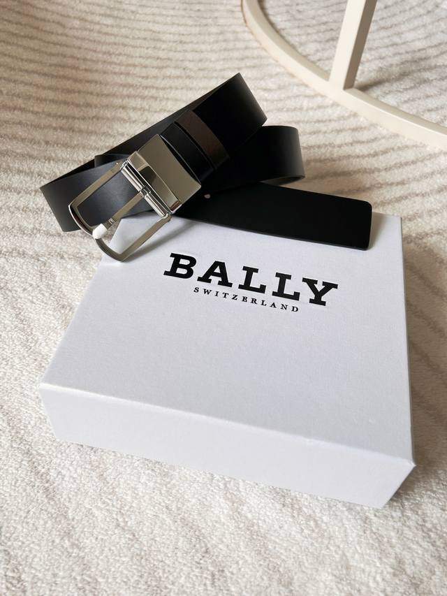 Bally 双面意大利进口头层小牛皮，搭配真空电镀亮面纯铜针扣，官网新款，专柜有售，市场顶级品质，支持验货 配送全套专柜包装，宽度 3.4Cm