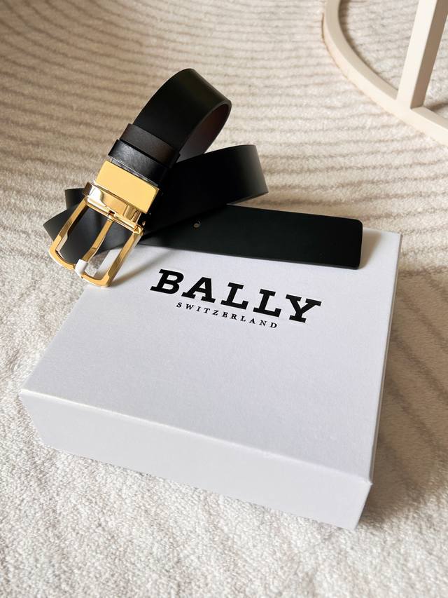 Bally 双面意大利进口头层小牛皮，搭配真空电镀亮面纯铜针扣，官网新款，专柜有售，市场顶级品质，支持验货 配送全套专柜包装，宽度 3.4Cm