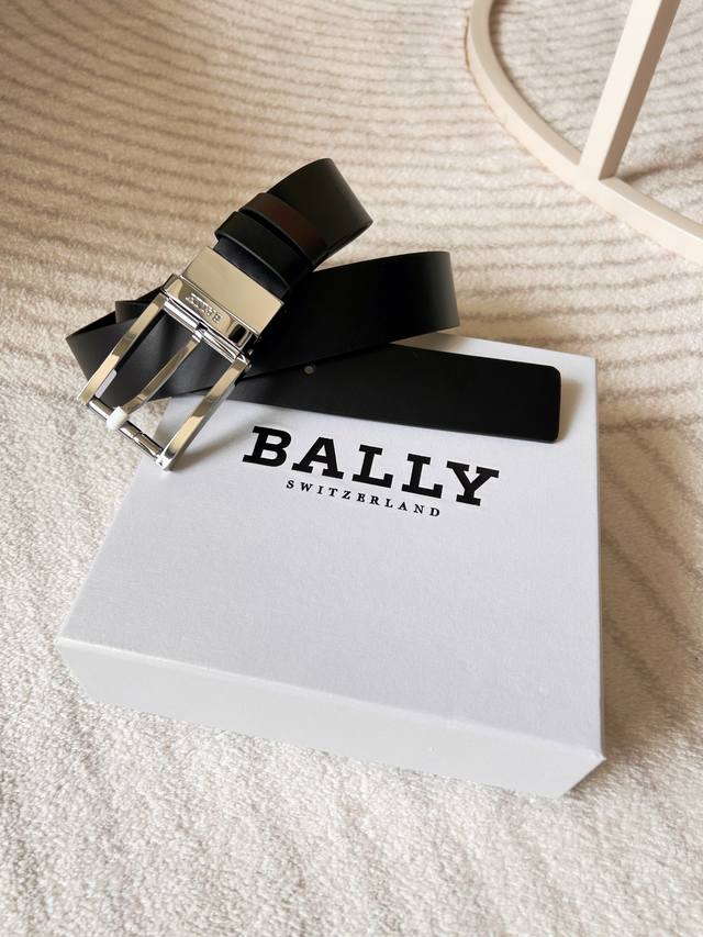 Bally 双面意大利进口头层小牛皮，搭配真空电镀亮面纯铜针扣，官网新款，专柜有售，市场顶级品质，支持验货 配送全套专柜包装，宽度 3.4Cm