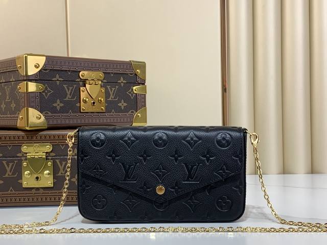 出厂价 Pochette Félicie 链条包 M64065 61276 黑色 Pochette Félicie 链条包为 Monogram Empreint