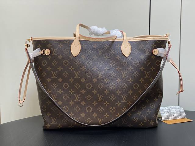 出厂价 顶级原单 M11948老花杏色 印章双面 大号购物袋系列 Neverfull Bandoulière Inside Out 大号手袋 Neverfull