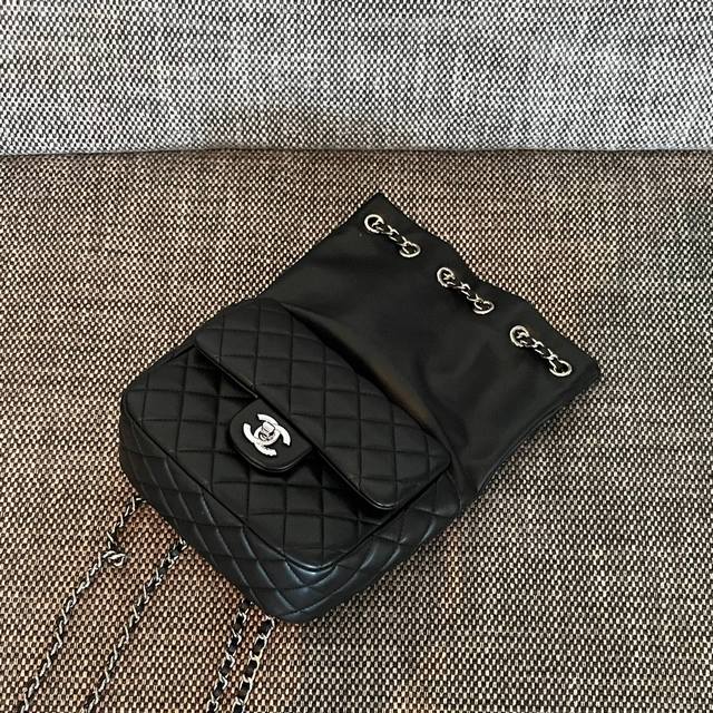 Chanel Vintage皮穿链双肩包 尺寸:17X29Cm