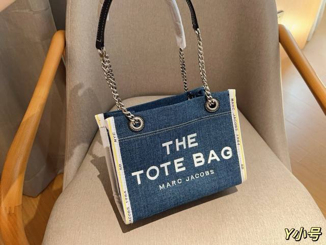 小号 Marc Jacobs Tote Mj 丹宁牛仔链条托特包 尺寸26×20×11