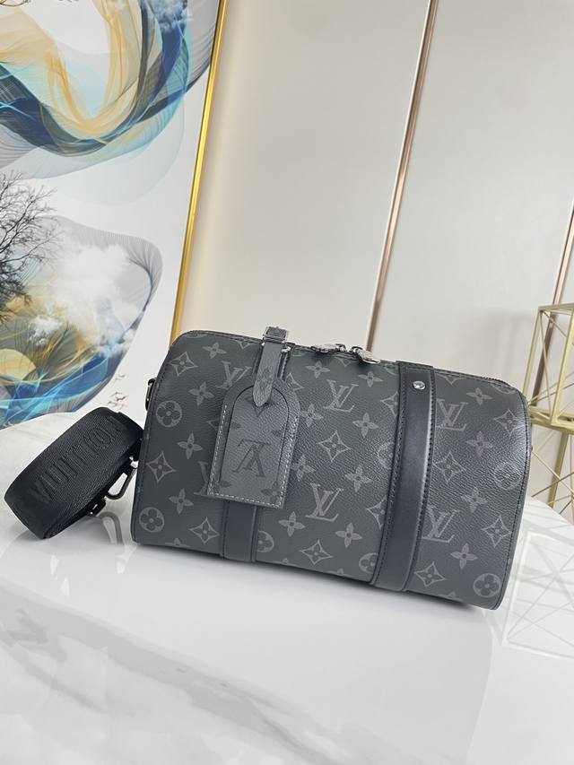 正品级 M45936 27×17×13 City Keepall 黑花枕头包