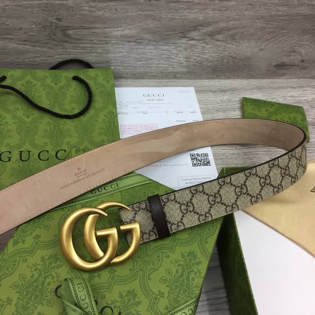 Gucci -意大利进口专柜专用印花帆布配磨砂底，搭配真空电镀仿古铜扣，经典款式，专柜有售，市场顶级品质，支持验货 配送全套专柜包装，宽度 4.0Cm